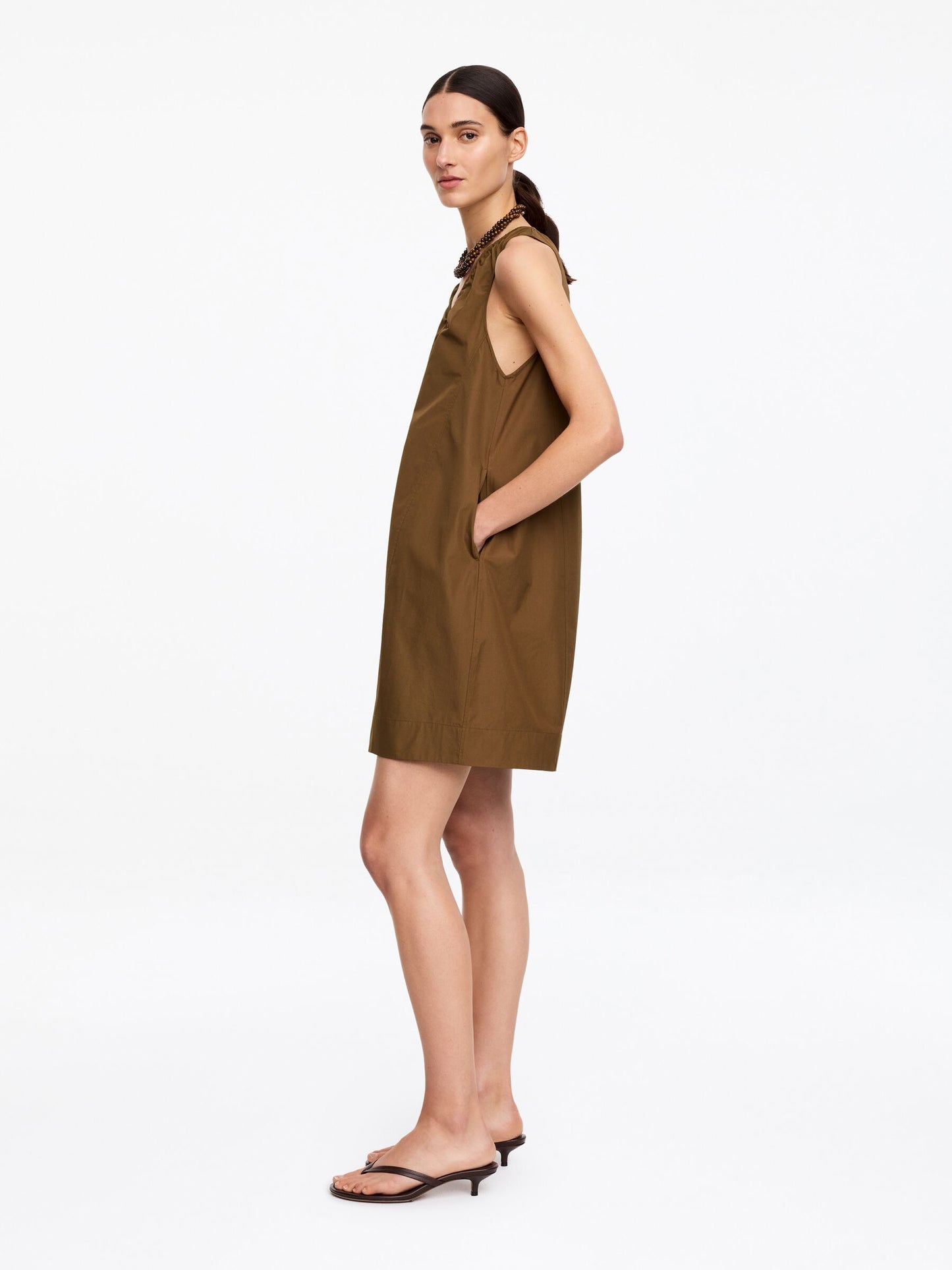 Gathered V-Neck Dress