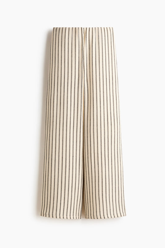 Wide textured-knit trousers