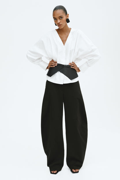 Waisted cotton blouse