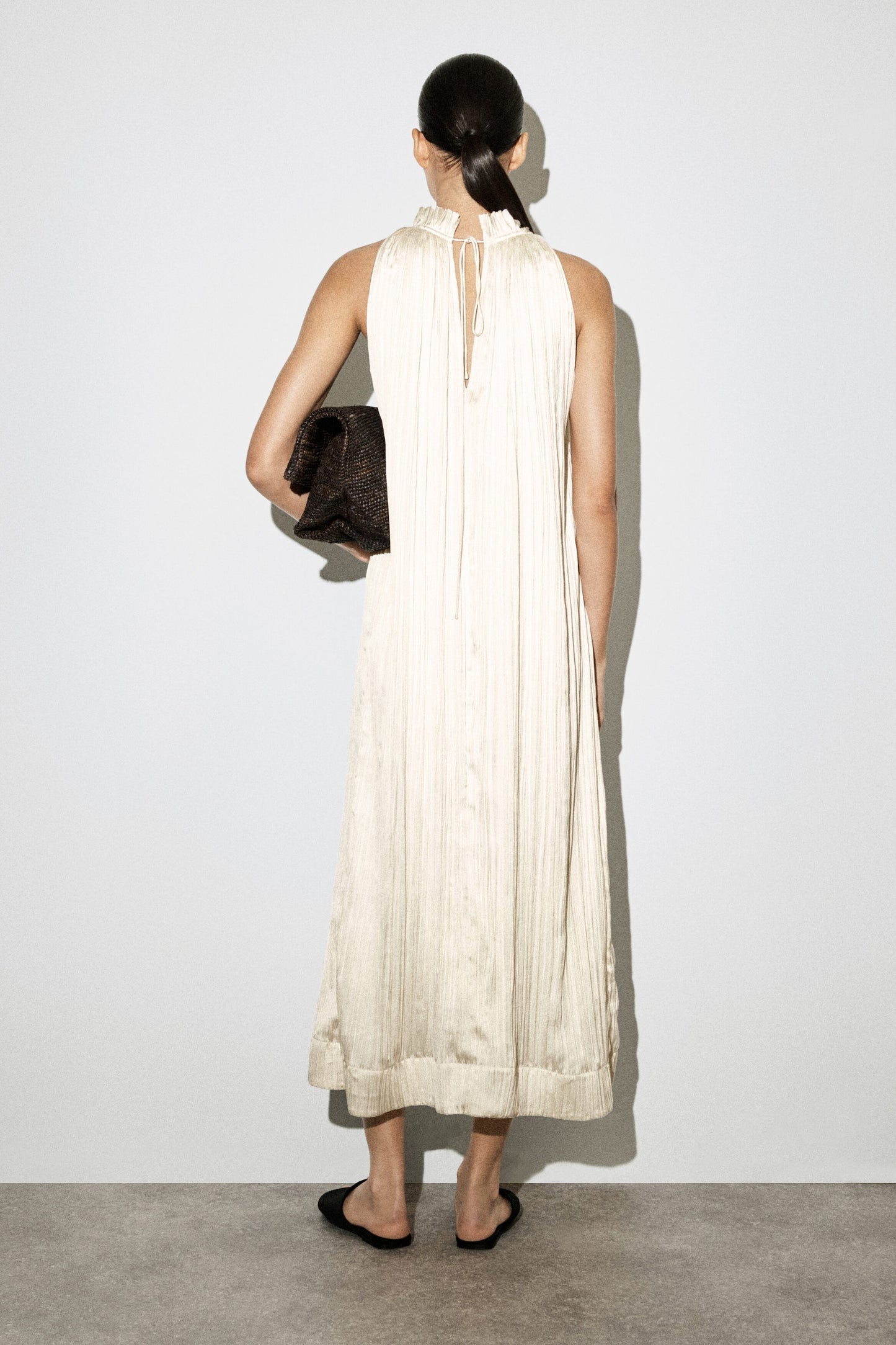 Crinkled-Satin Midi Dress