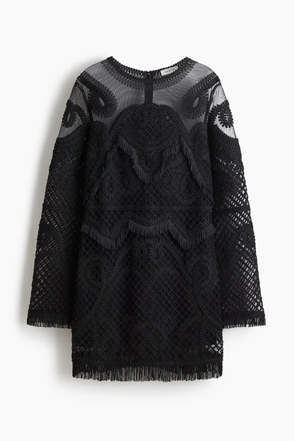 Embroidered mesh dress
