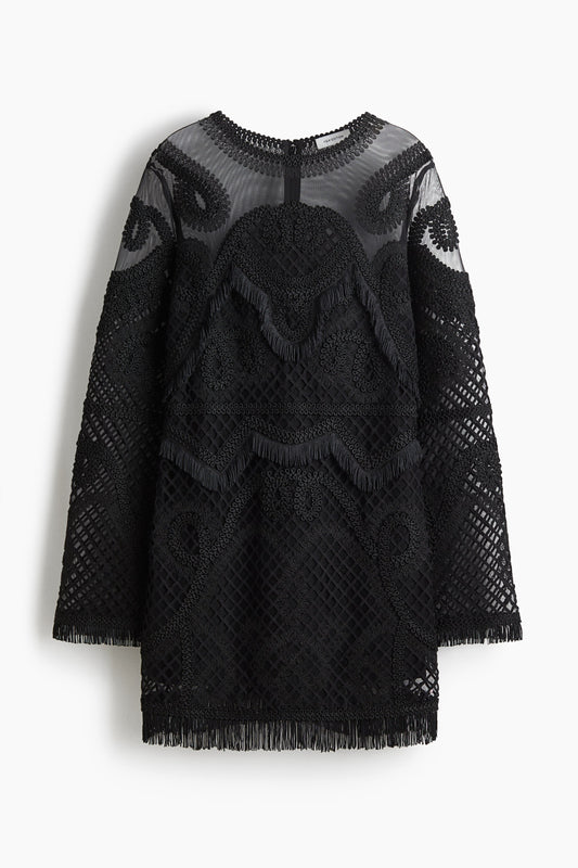 Embroidered mesh dress