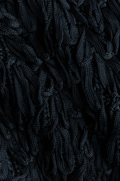 Fringed rib-knit cape