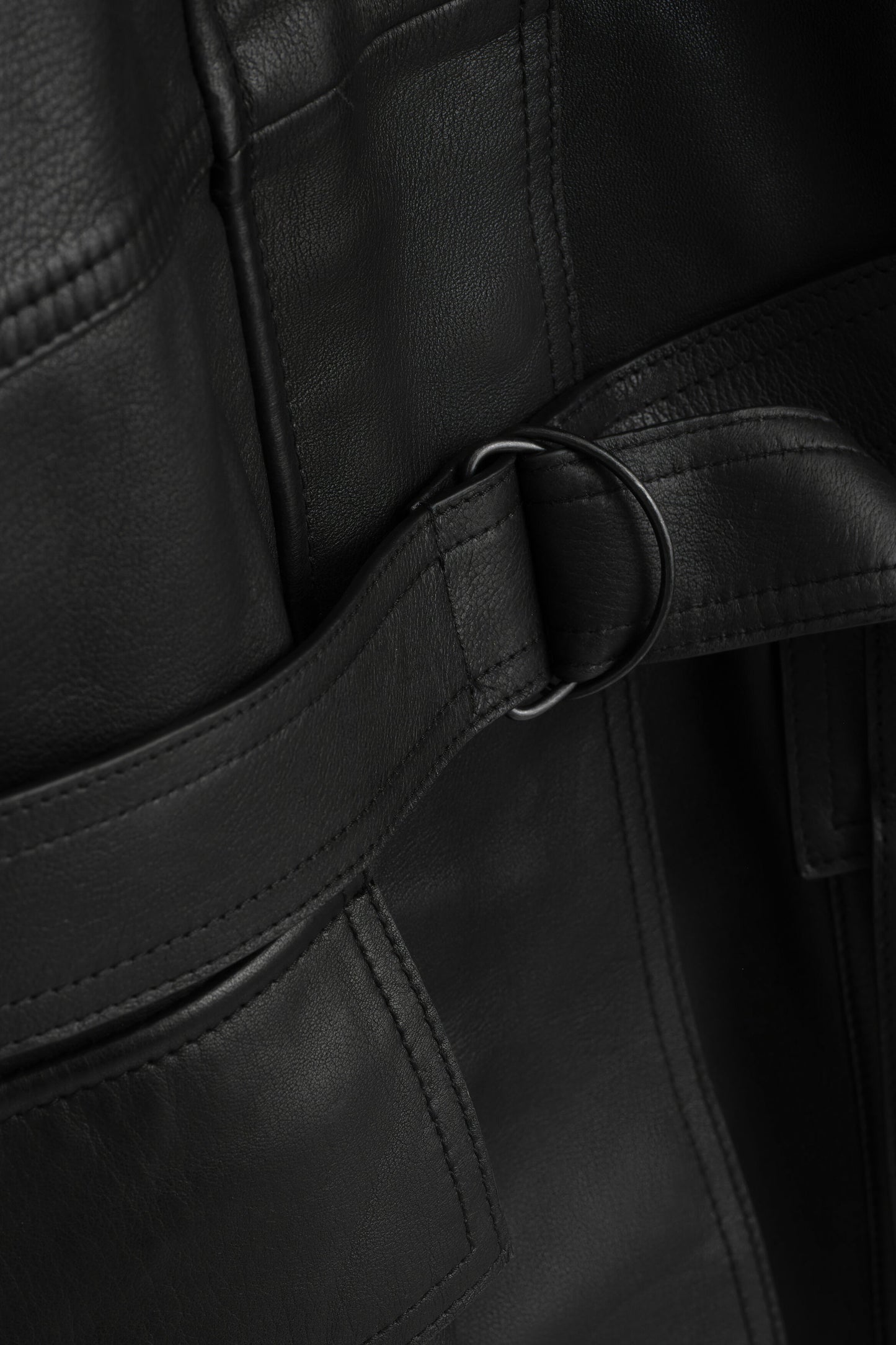 Belted Leather Workwear Jacket