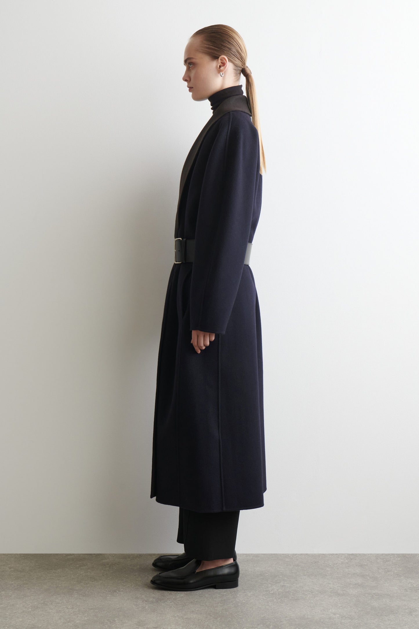Double-Faced Wool Shawl-Collar Coat