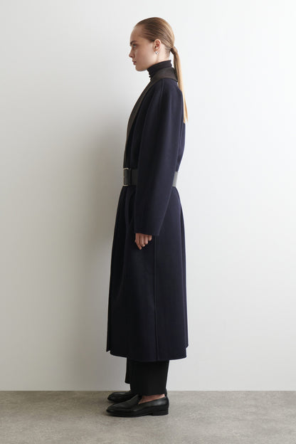 Double-Faced Wool Shawl-Collar Coat