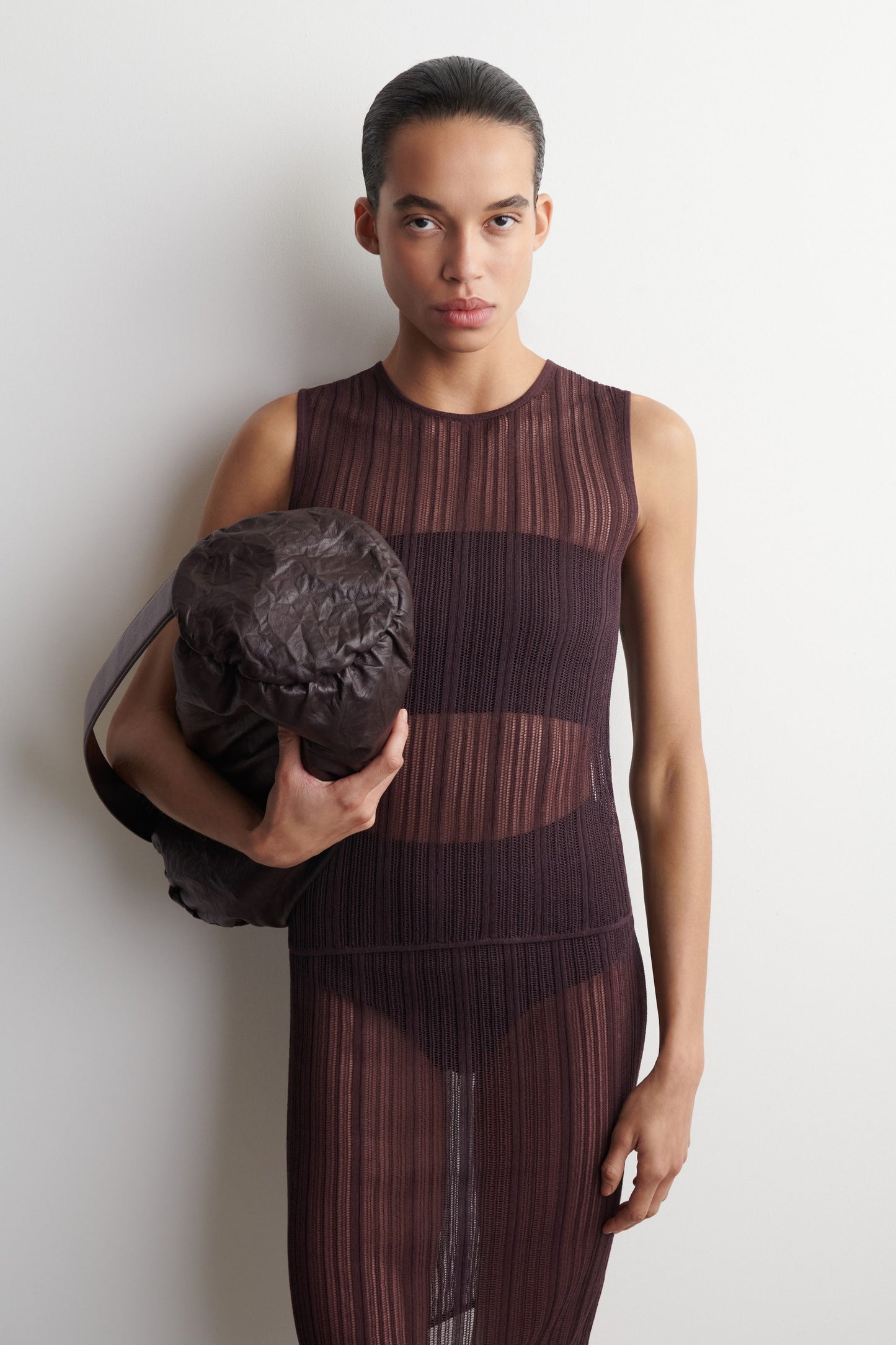 Sheer Lace-Knit Tank Top