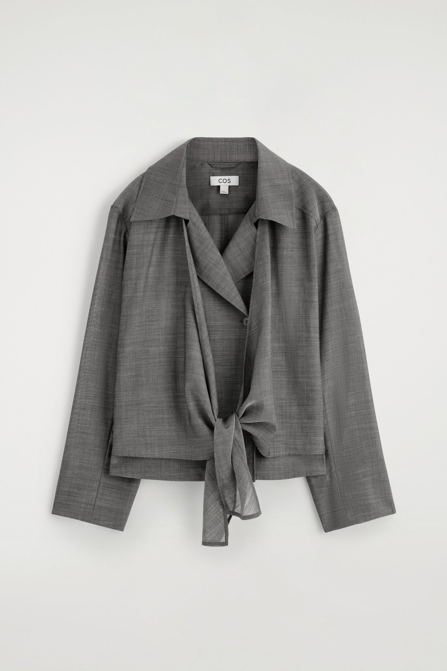 Tie-Front Wool-Ramie Shirt