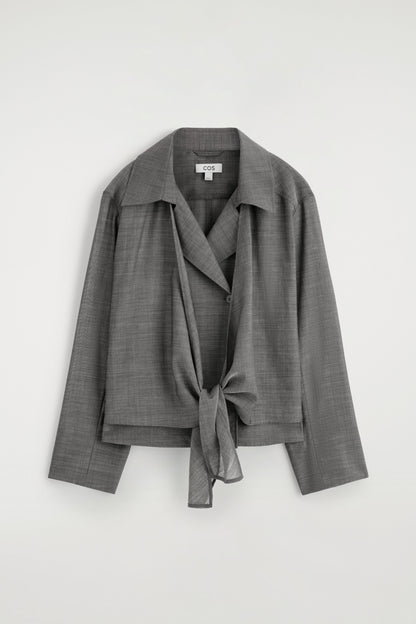 Tie-Front Wool-Ramie Shirt