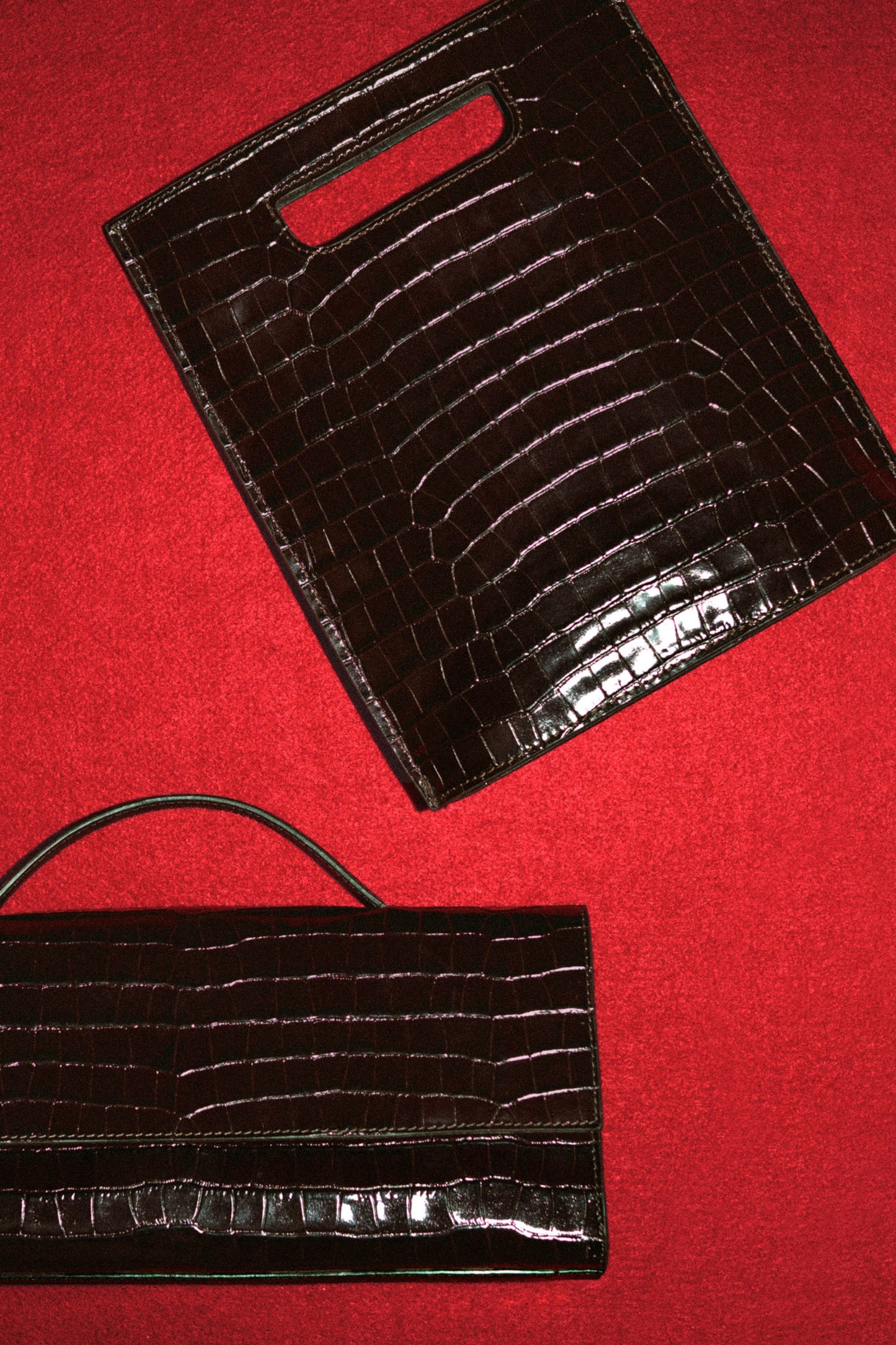 Gallery Clutch Bag - Croc-Effect Leather