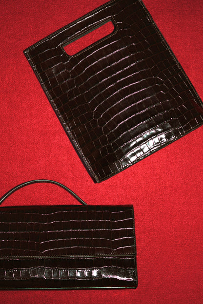 Gallery Clutch Bag - Croc-Effect Leather