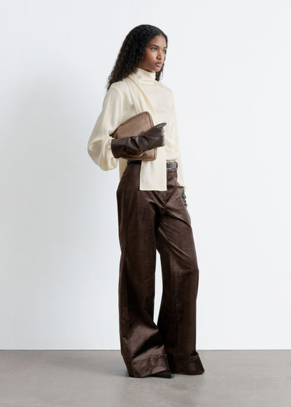 Scarf-Detail Satin Blouse