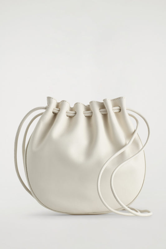 Gathered Crossbody Leather Bag