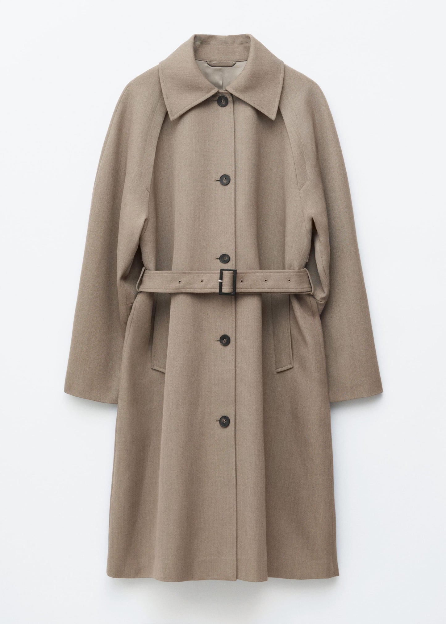 Tie-Belt Wool Trench Coat