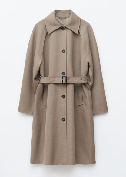 Tie-Belt Wool Trench Coat