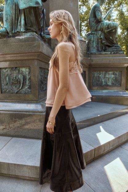 Lace-trimmed strappy top