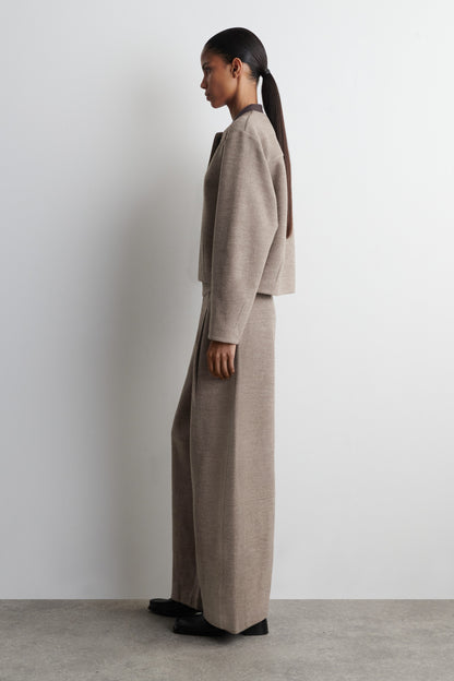 Boiled-Wool Barrel-Leg Trousers