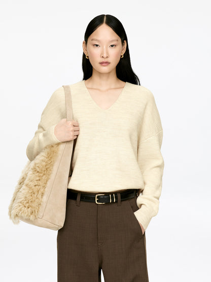Wool-Cotton V-Neck Jumper