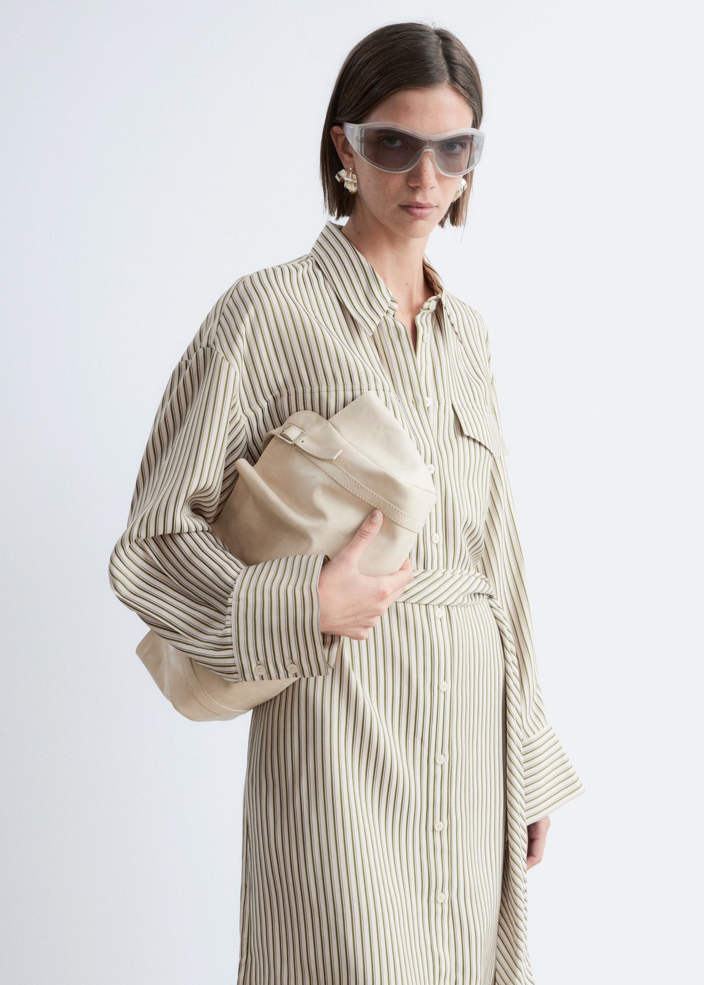 Tie-Belt Mini Shirt Dress