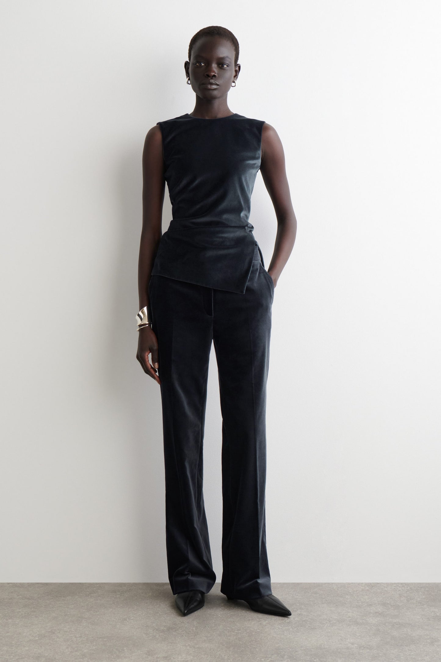 Velvet Straight-Leg Trousers