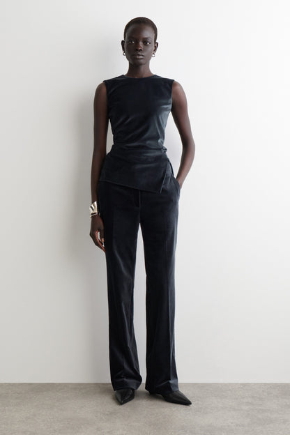 Velvet Straight-Leg Trousers