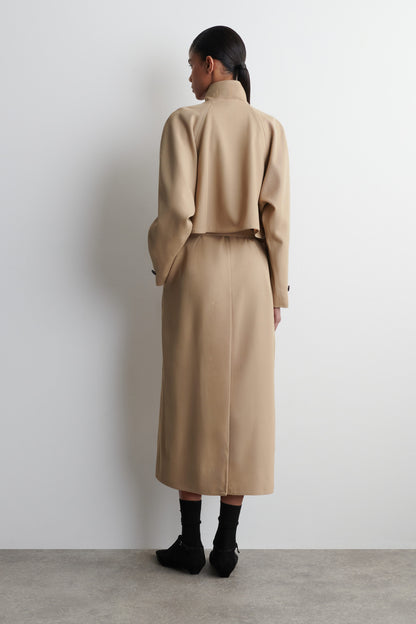 Wrap-Over Wool-Twill Trench Coat