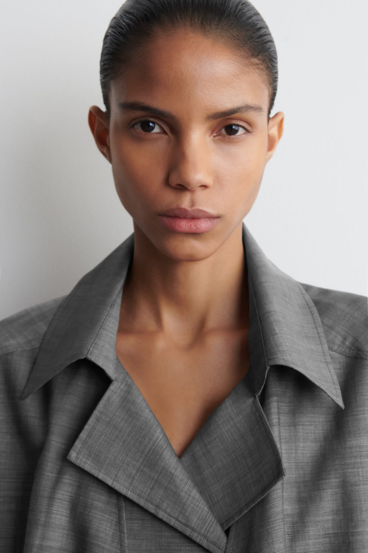 Tie-Front Wool-Ramie Shirt