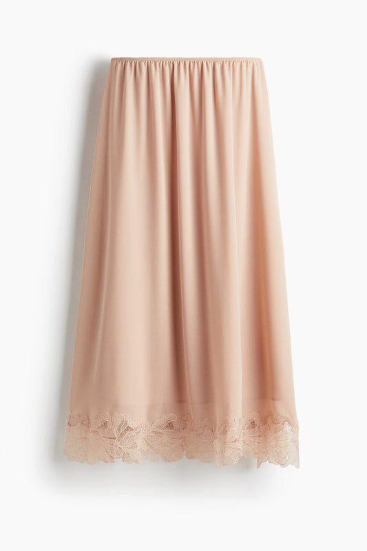 Lace-trimmed chiffon skirt