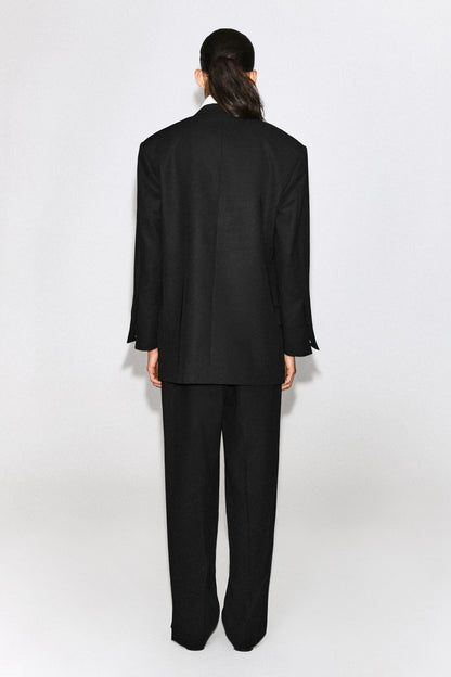 Contrast-Lined Double-Breasted Blazer