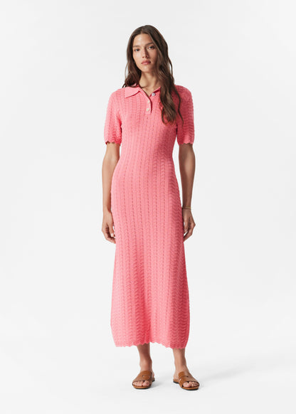 Pointelle-Knit Midi Dress