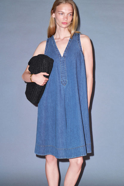 Denim A-Line Mini Dress