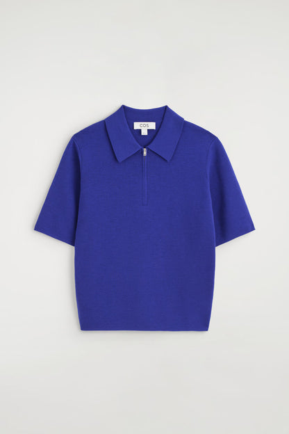 Merino Wool Zip-Up Polo Shirt