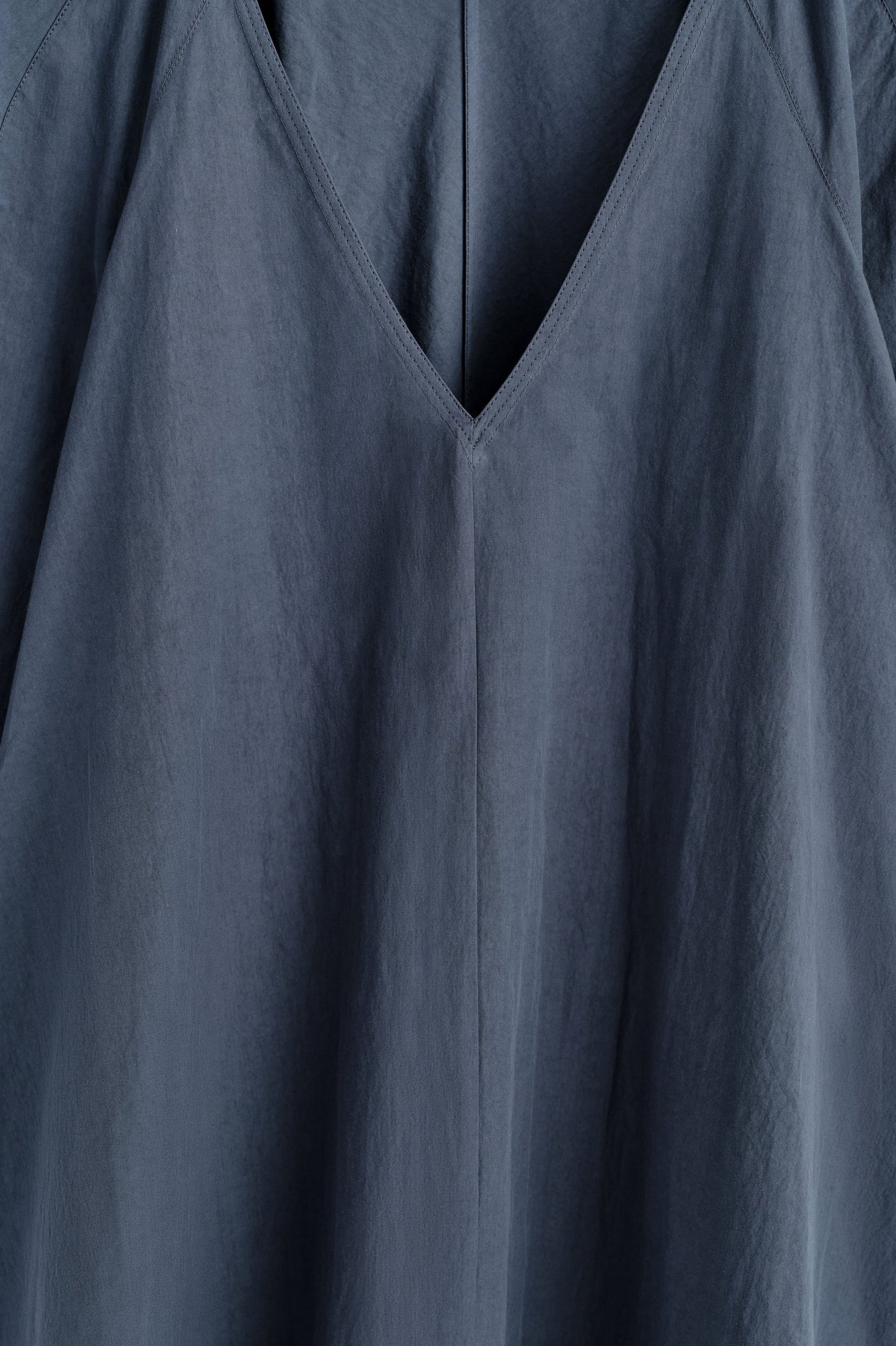 Rounded V-Neck Cotton Midi Dress