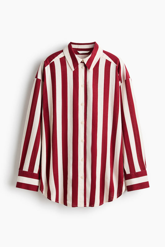 Oversized linen-blend shirt