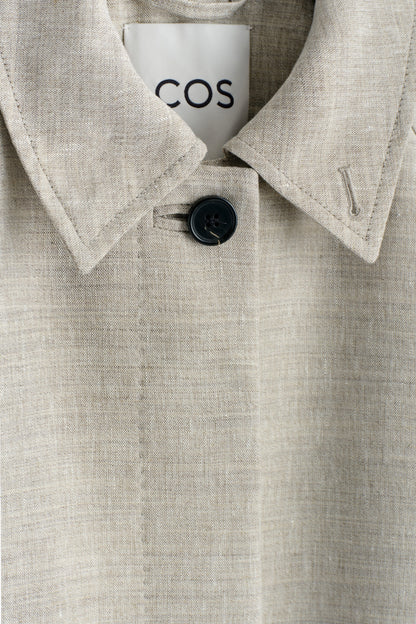 Long Linen-Wool Trench Coat