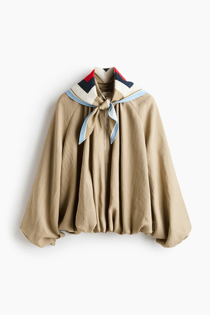 Bubble-hem jacket with scarf