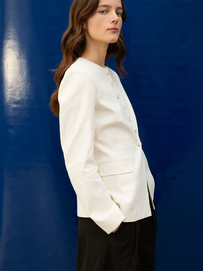 Linen-Blend Blazer