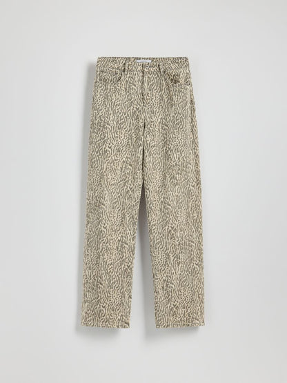 Straight jeans with animal pattern