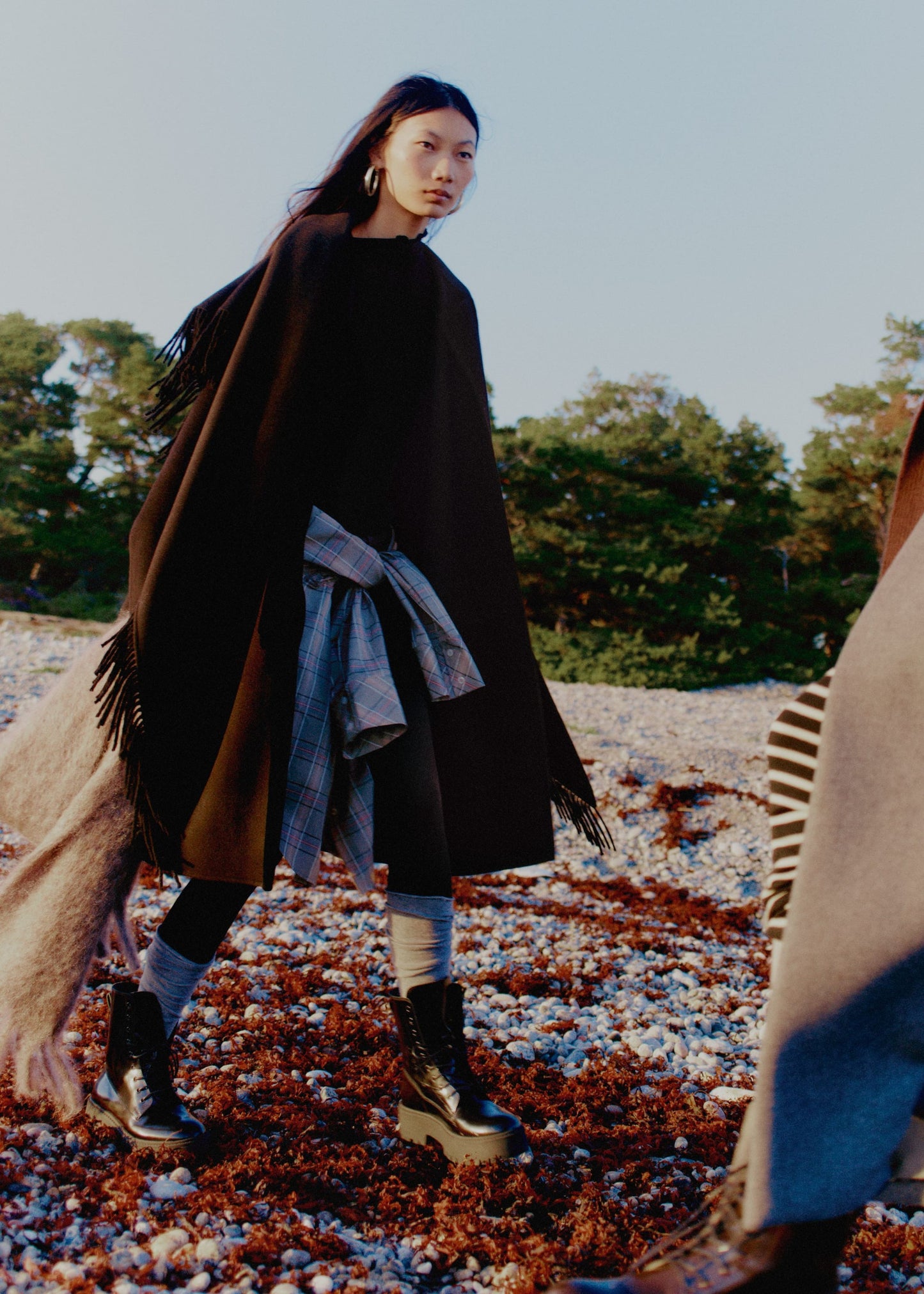 Fringed Shawl Wool Coat