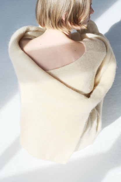 Alpaca-blend one-shoulder jumper