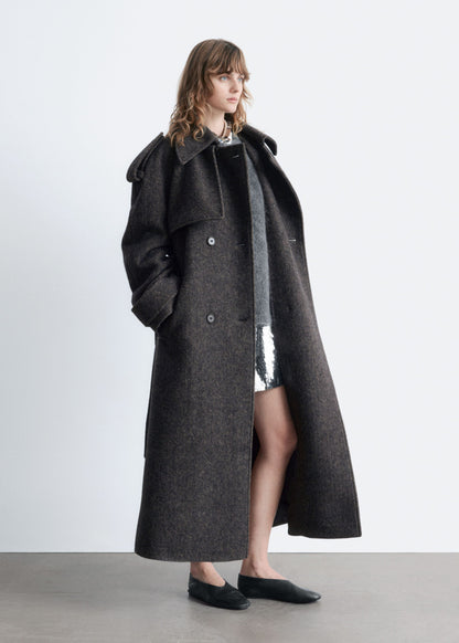 Wool-Blend Trench Coat