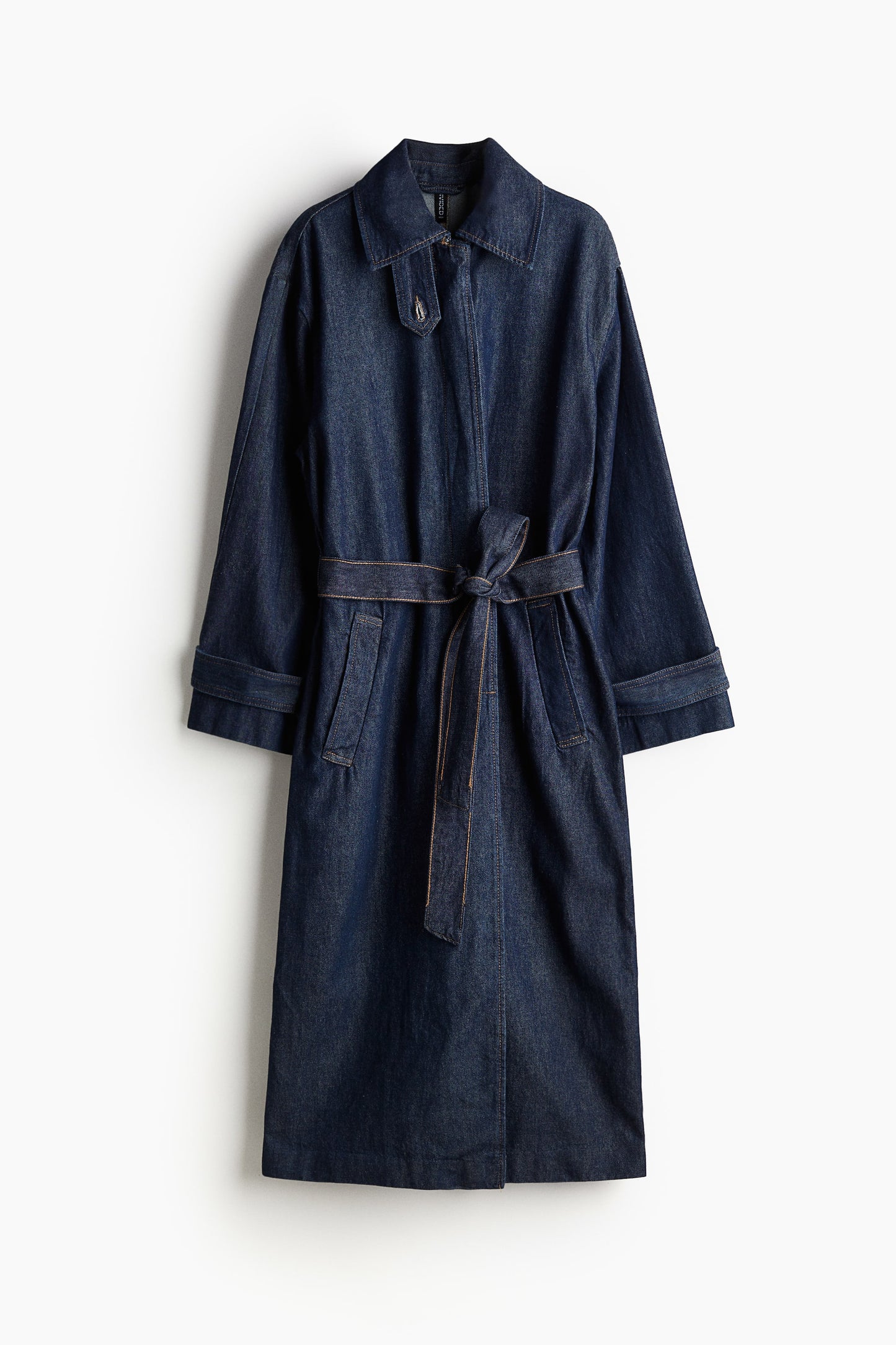 Single-breasted twill trench coat