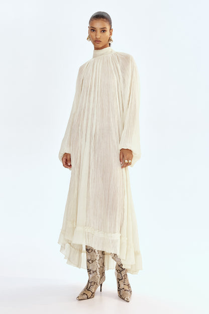Bow-collar maxi dress