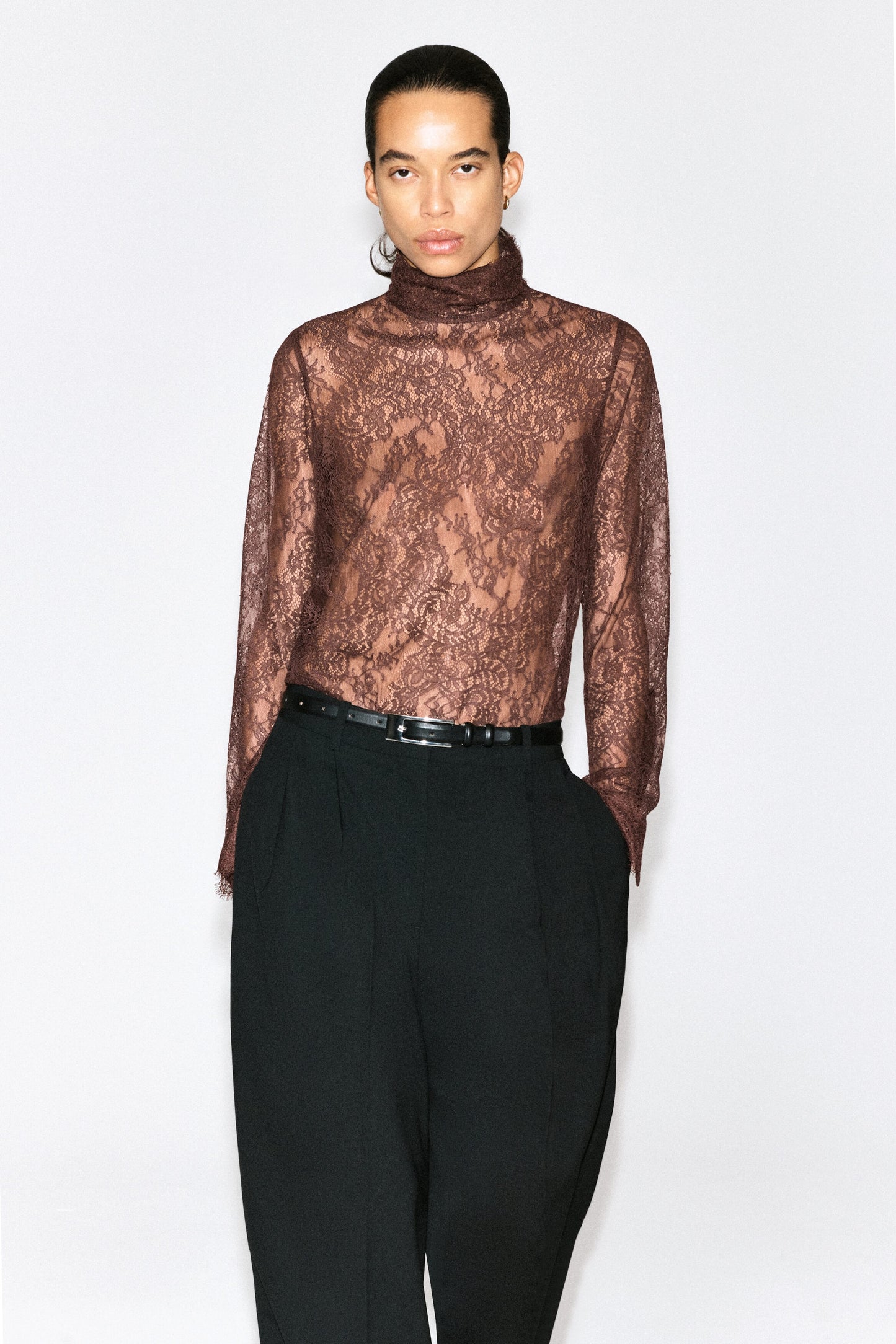 High-Neck Lace Top