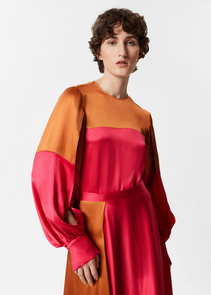 Colour-Block Satin Blouse