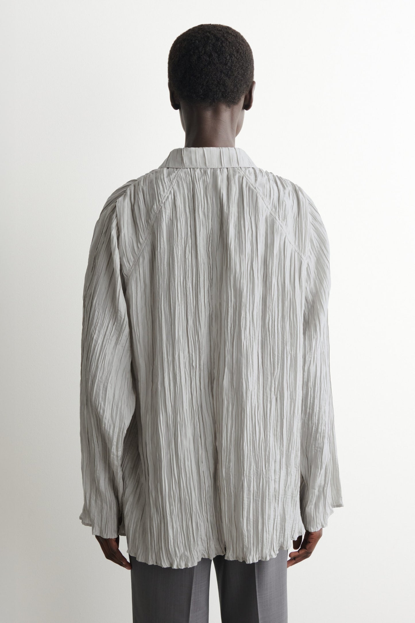 Rounded Textured-Silk Shirt