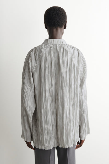 Rounded Textured-Silk Shirt