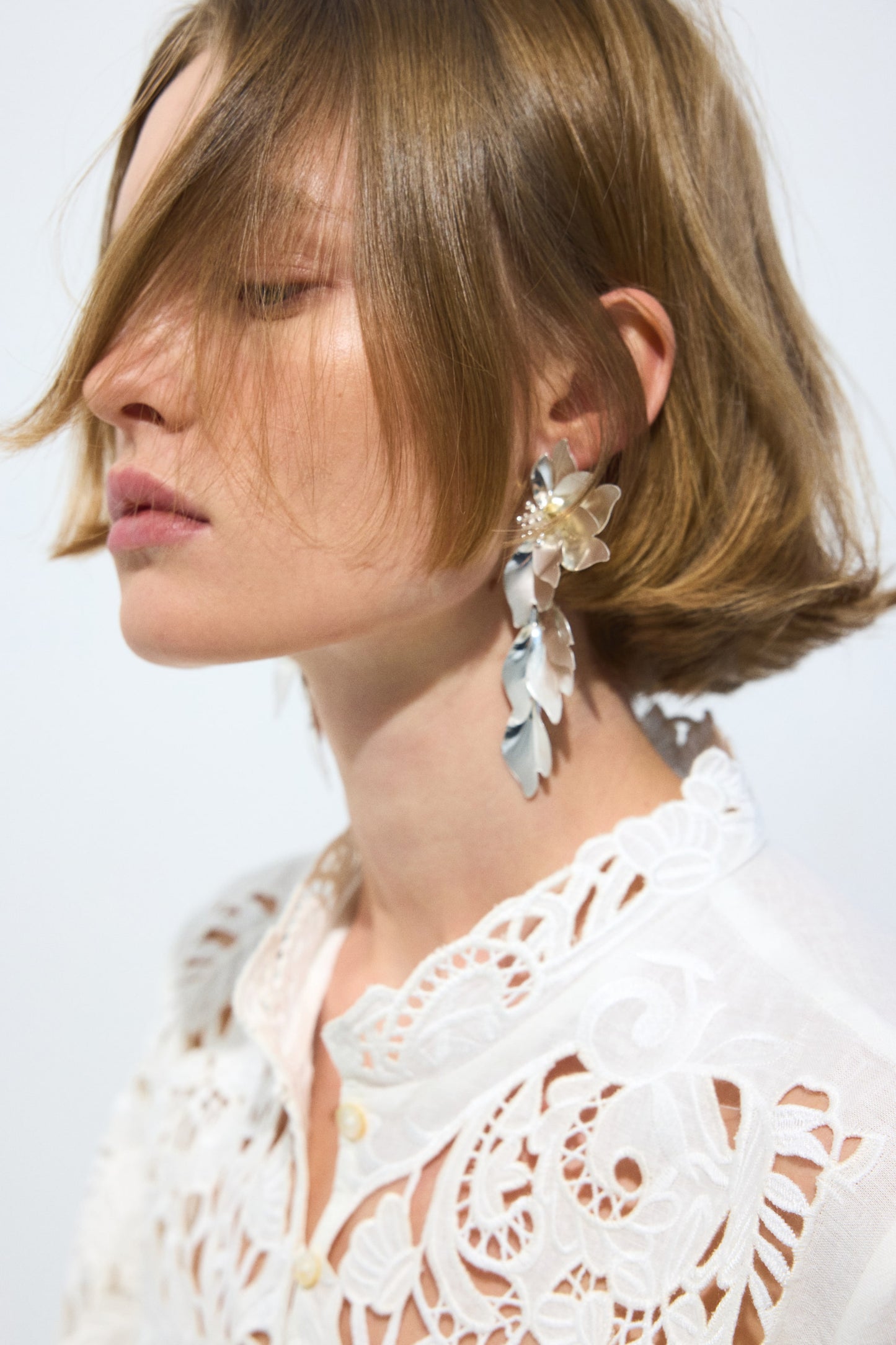 Linen-blend broderie anglaise blouse