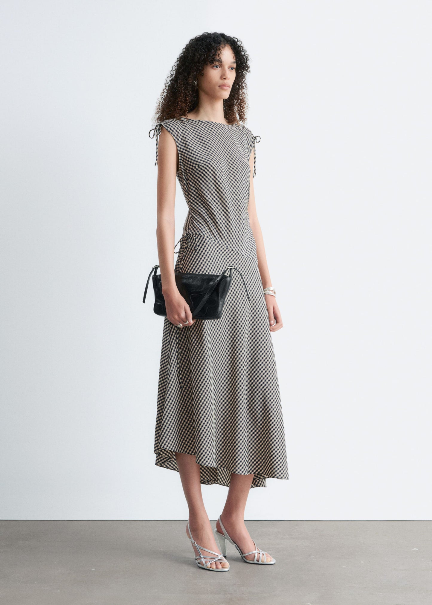 Asymmetric Draped Midi Dress