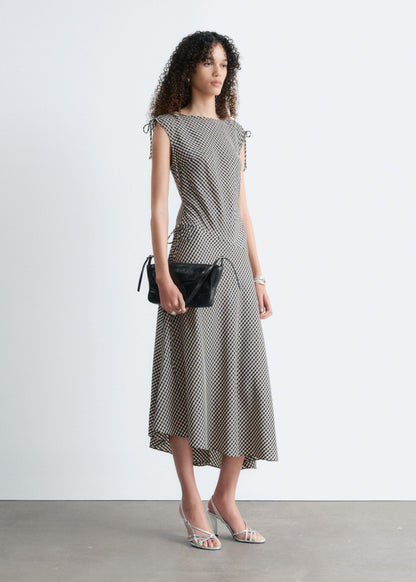 Asymmetric Draped Midi Dress